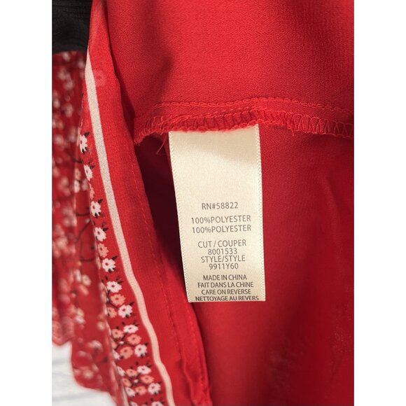 MAX STUDIO Women's Red Floral Accordion Shift Dress NWT Medium - Picture 3 of 5